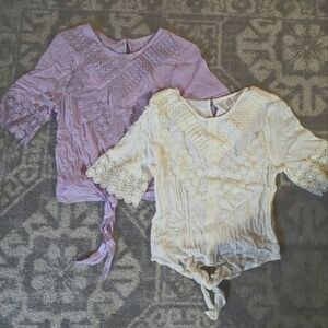 2 No Boundries Lace Shortsleeve Blouse Tops Womans Juniors Size Small